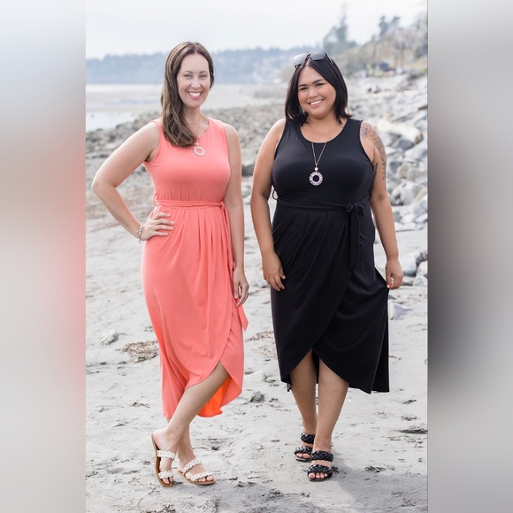 Zenana Black Tulip Style Dress with Tie - Picture 2 of 10